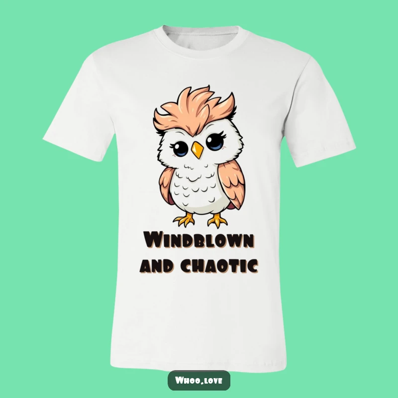 Funny Ruffled Owl T-Shirt: Silly Windy Character Tee for Goofballs