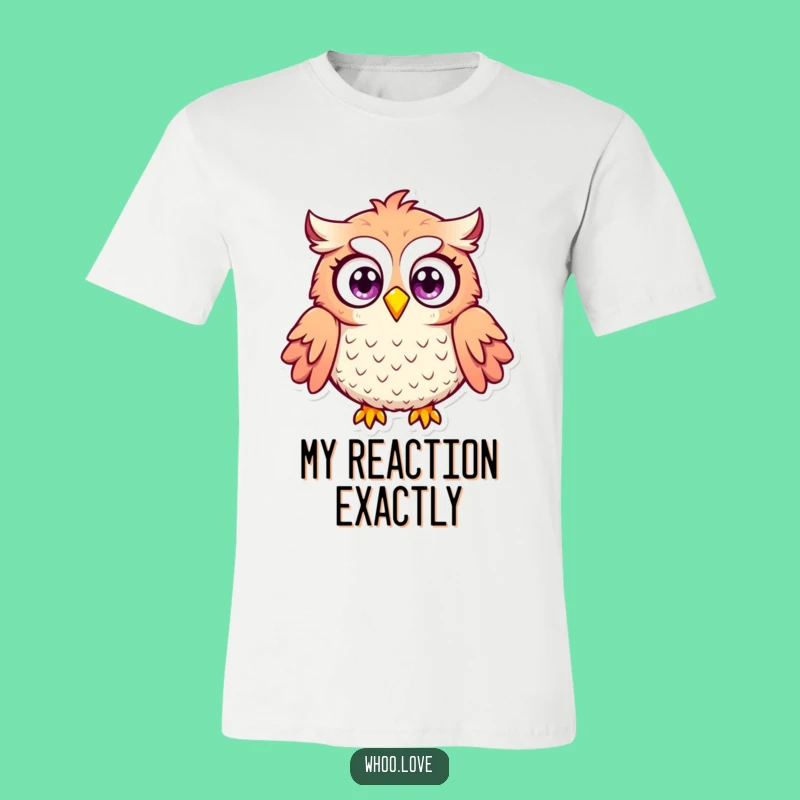 Funny Surprised Owl T-Shirt: Wide Eyes Puffed Feathers Tee, Hilarious Gift