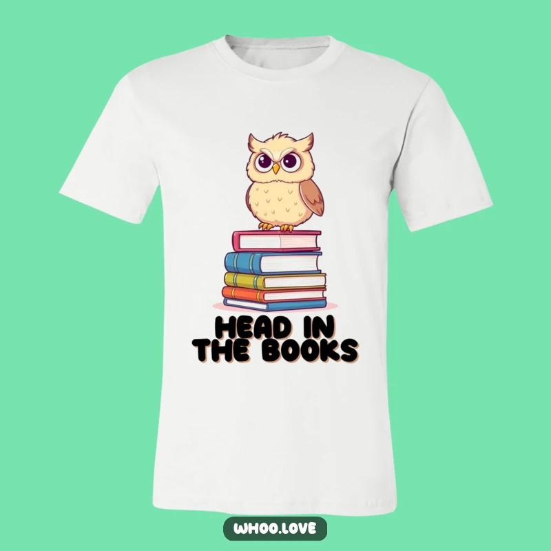 Funny Determined Owl Book Stack T-Shirt: Smart Casual Humor Apparel