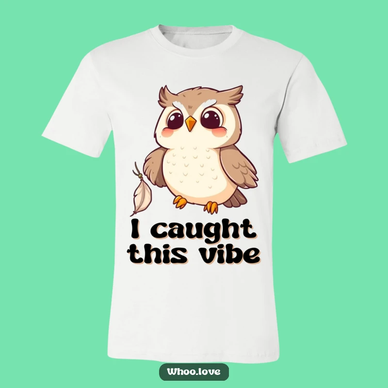 Funny Kawaii Owl Feather Catch T-Shirt: Express Your Joyful Spirit!