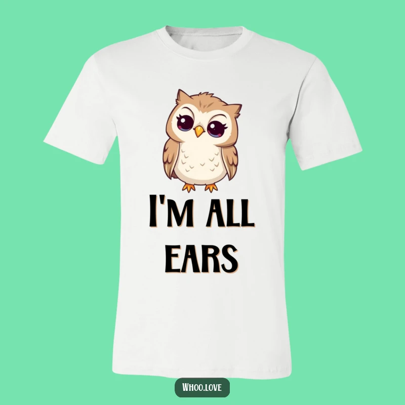 Funny Curious Owl T-Shirt: Head Tilted Listening, Hilarious Thoughtful Tee Gift