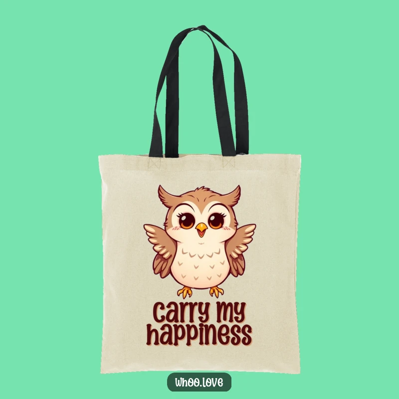 Funny Happy Owl Flapping Wings Tote Bag: Carry Your Cheer!