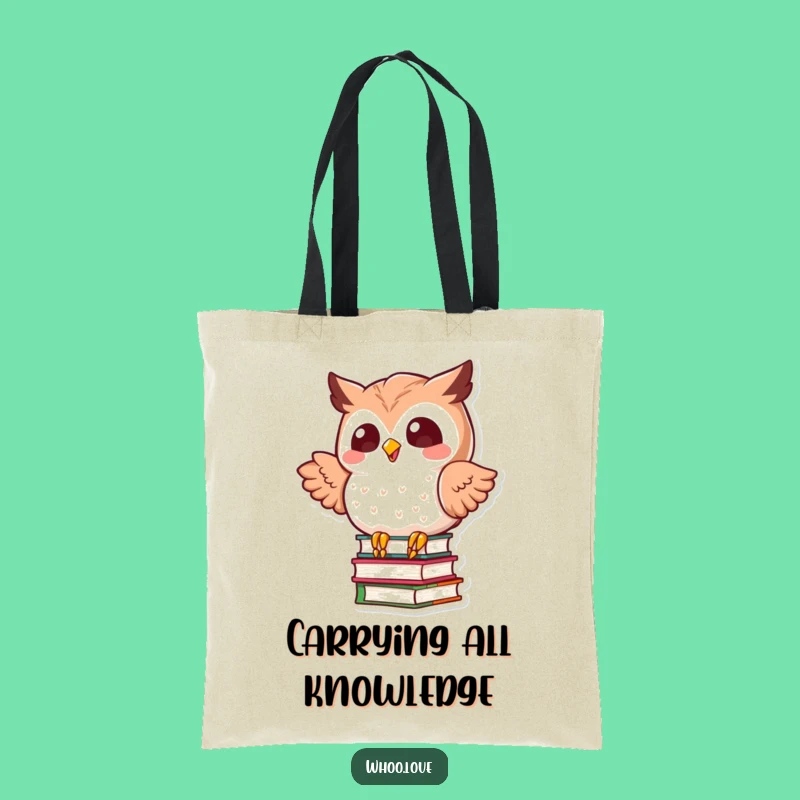 Funny Kawaii Owl Balancing Books Tote Bag: Carry Laughs & Literature