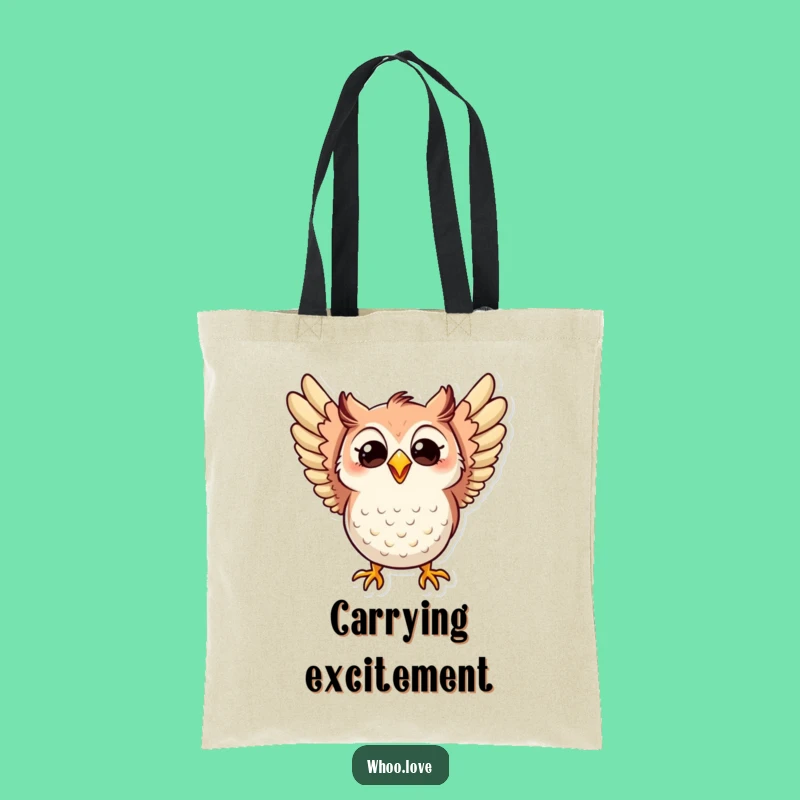 Funny Excited Owl Tote Bag: Joyful Character - Practical Funny Gift for Shoppers