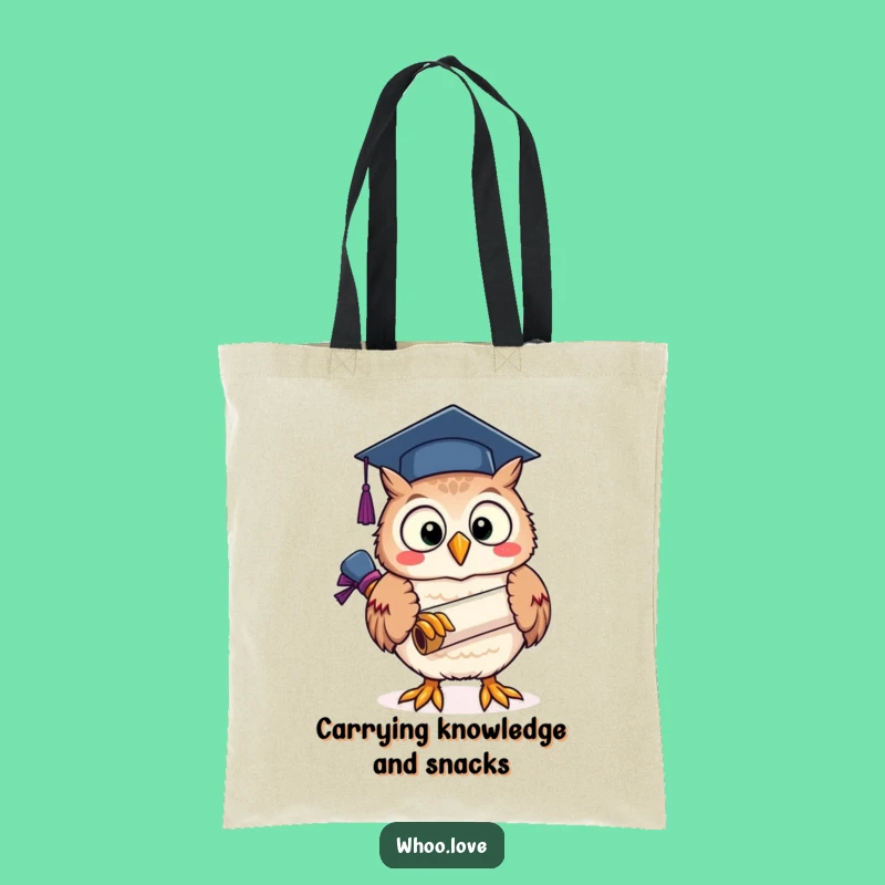 Funny Owl Graduation Tote Bag: Carry Success with Scroll - Chic Funny Gift!