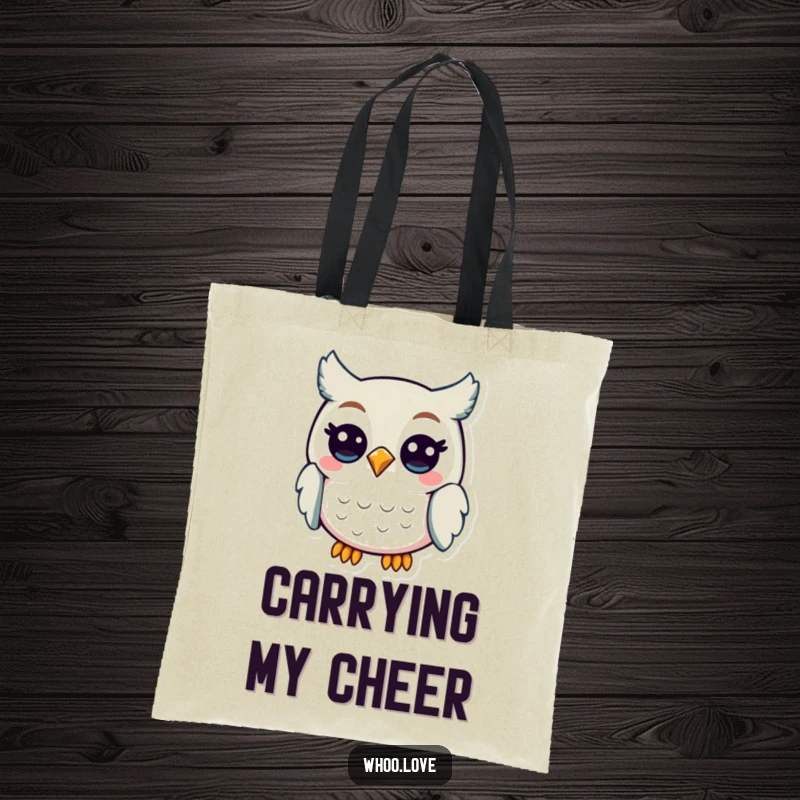 Funny Owl Happy Bag: A cheerful owl character hooting with a smile, perfect for carrying essentials and spreading happiness.