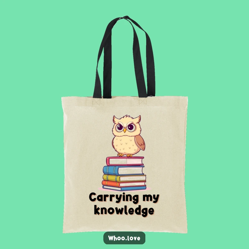 Funny Determined Owl Book Stack Tote Bag: Carry Your Knowledge!