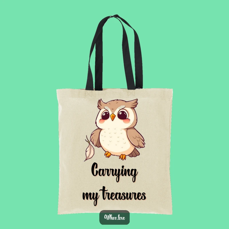 Funny Kawaii Owl Feather Catch Tote Bag: Carry Your Fun!
