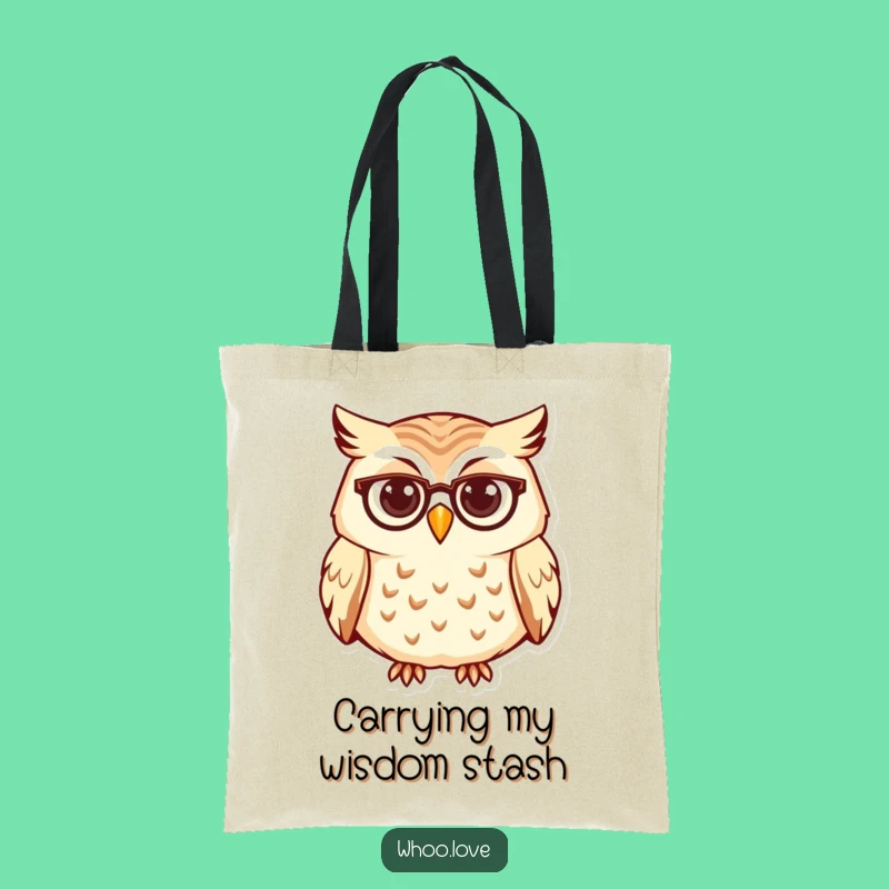 Funny Curious Owl Spectacles Tote Bag, Carry Your Books with Brains, Ideal Funny Gift