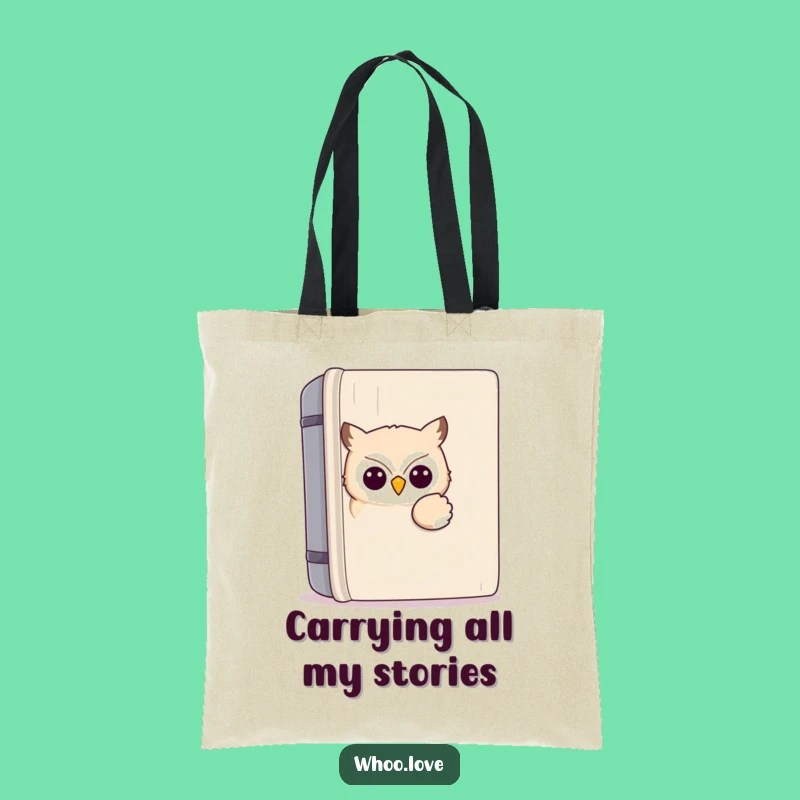 Funny Kawaii Owl Reading Tote Bag: Cute Owl Peeking Book Lover Canvas Bag, Great Gift