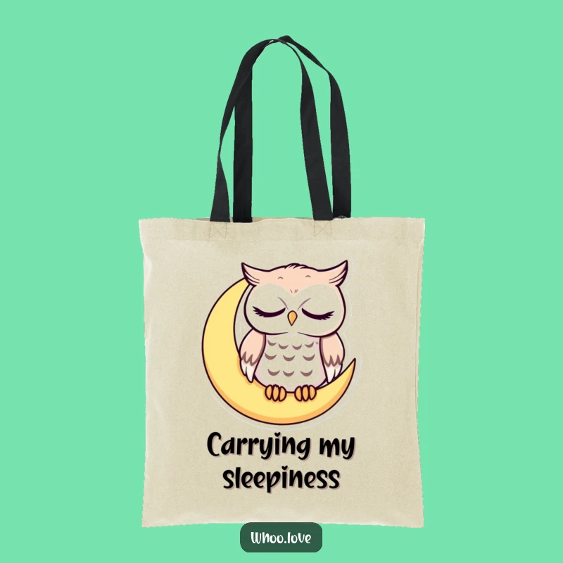 Funny Sleepy Owl Tote Bag: Cute Moon Character Carry-All for Night Owls