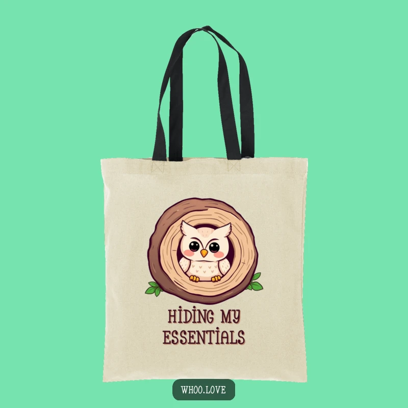 Funny Shy Owl Log Tote Bag: Carry Your Quiet Charm!