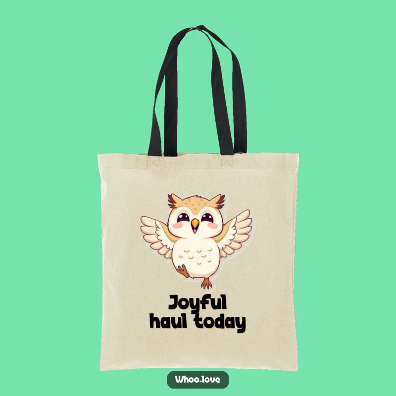 Funny Joyful Owl Tote Bag: Flapping Wings Happy Design, Great Gift