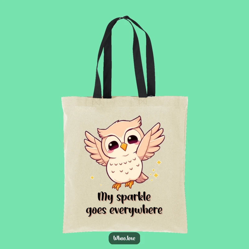 Funny Joyful Owl Tote Bag: Carry Your Essentials with Sparkly, Magical Flair